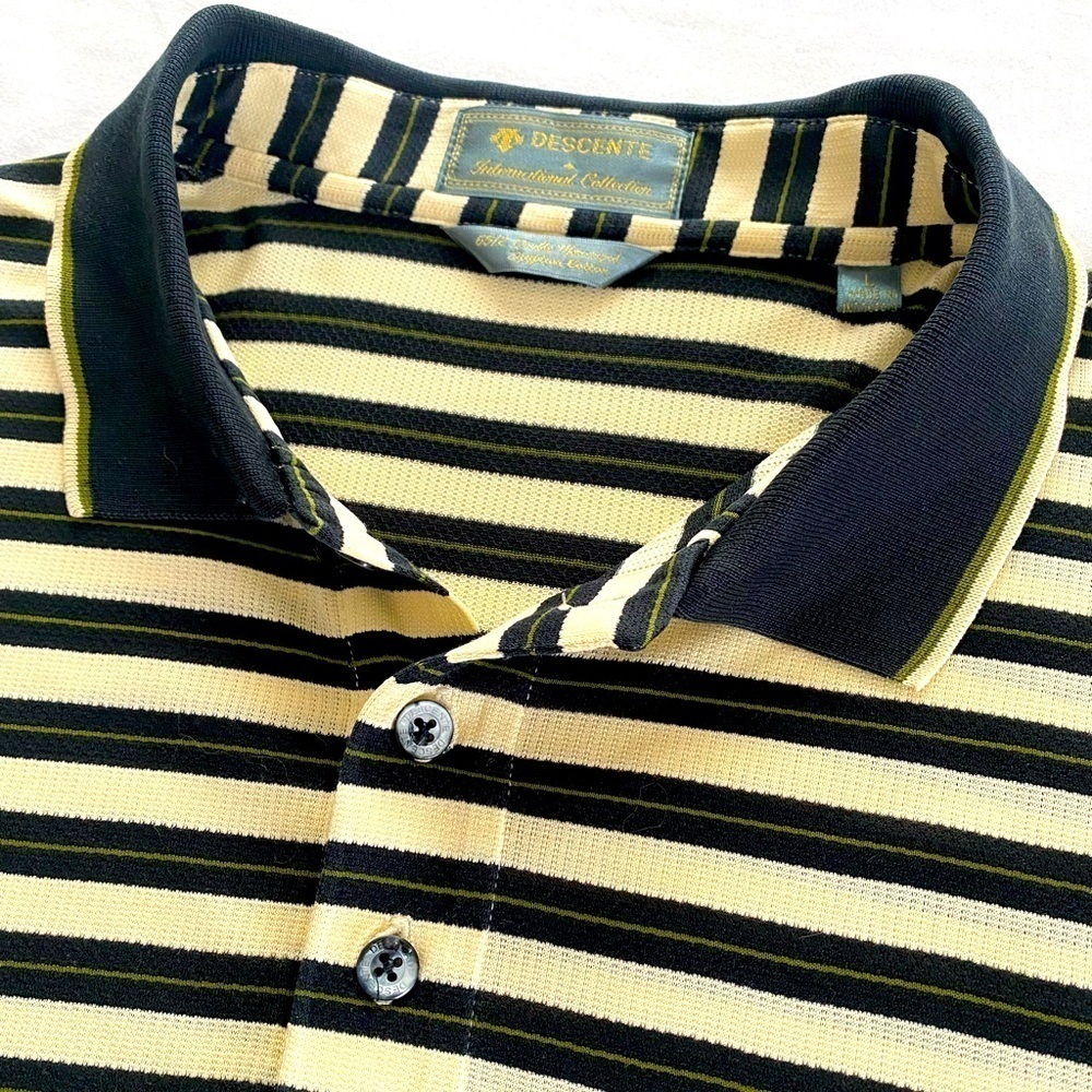 Decente Amazing International Collection Horizontal Striped Polo Shirt.Size Lg